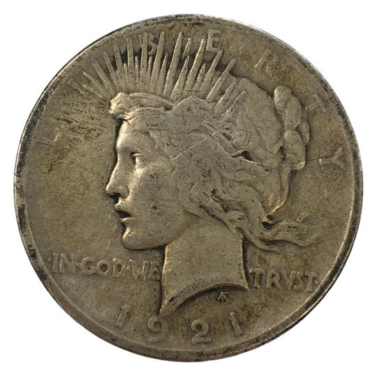 1921 Peace Silver Dollar (F) (Small Staple Scratch)