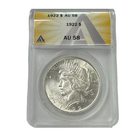 1922 Peace Silver Dollar ANACS AU58