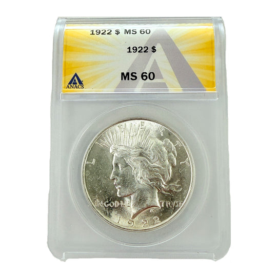 1922 Peace Silver Dollar ANACS MS60
