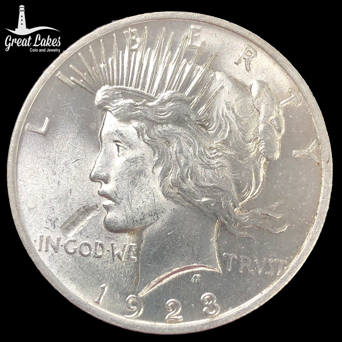 1923 Peace Silver Dollar (Error Planchet Flaw) (BU) - Great Lakes Coin