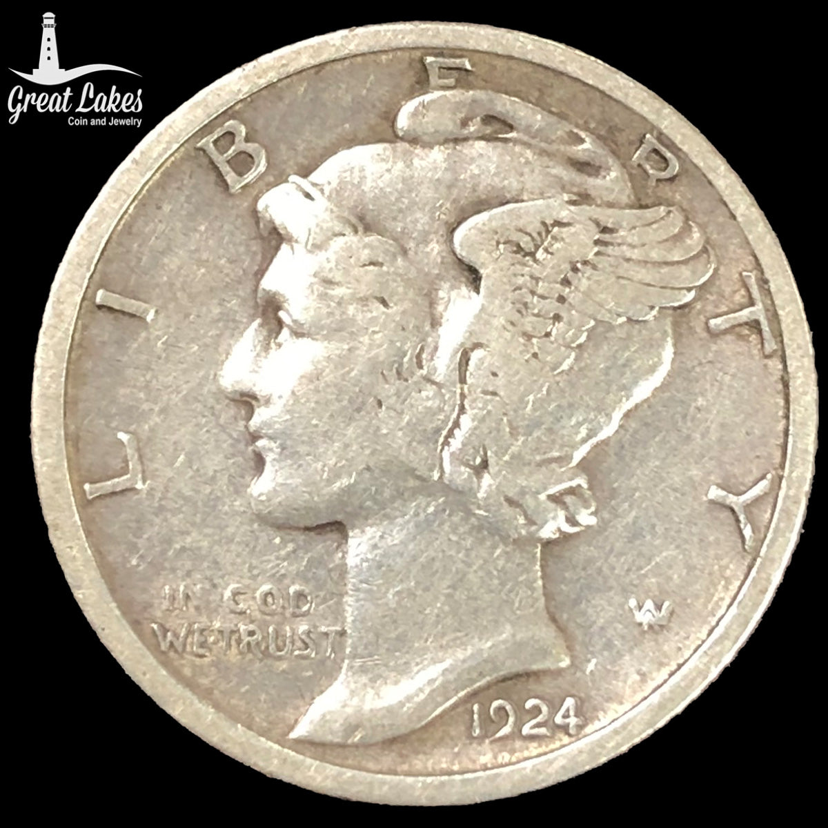 1924-D Mercury Head Dime (VF Details)