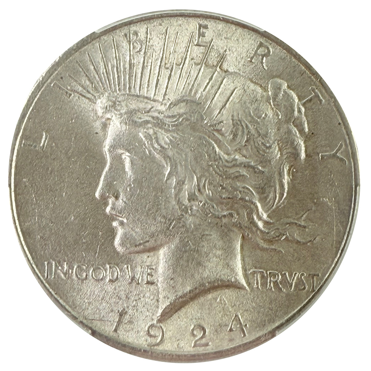 1924 Peace Silver Dollar CAC AU Details Cleaned