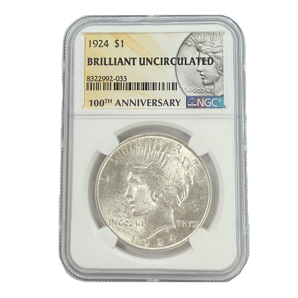 1924 Peace Silver Dollar NGC Brilliant Uncirculated
