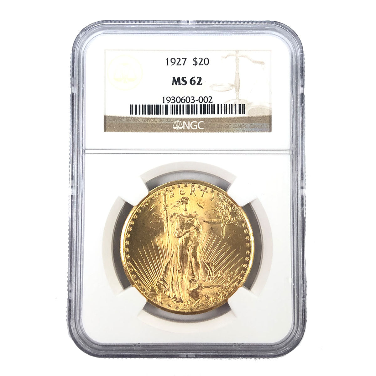 1927 $20 Saint Gaudens Gold Double Eagle NGC MS62