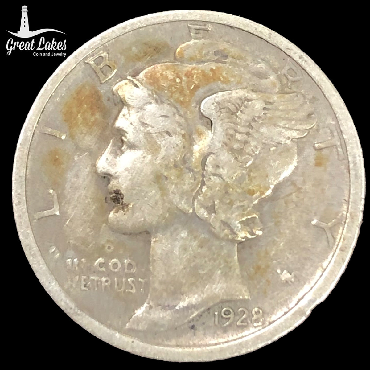 1928-D Mercury Head Dime (VF Details)