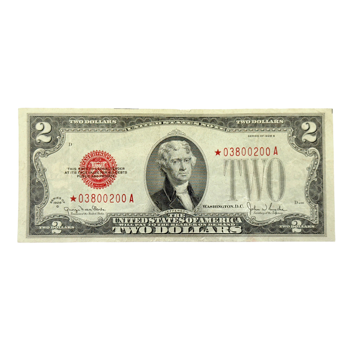 1928-G $2 Legal Tender Star Note (VF)