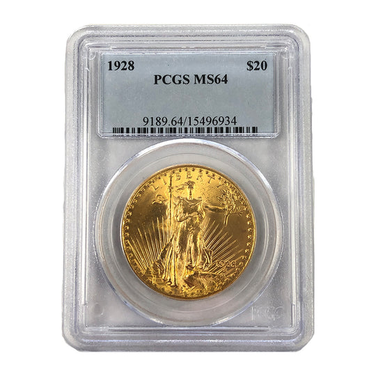 1928 $20 Saint Gaudens Gold Double Eagle PCGS MS64
