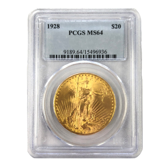 1928 $20 Saint Gaudens Gold Double Eagle PCGS MS64