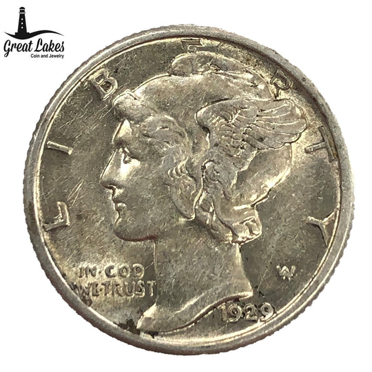 1929 Mercury Head Dime (AU Details)