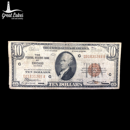 1929 $10 Federal Reserve Bank Note Chicago (VG)
