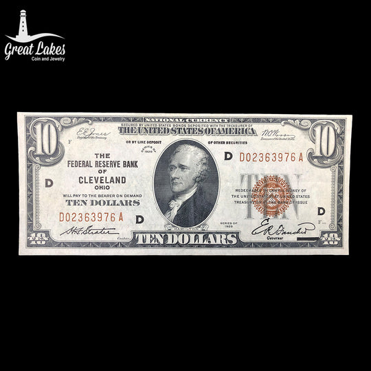 1929 $10 Federal Reserve Bank Note Cleveland (XF)