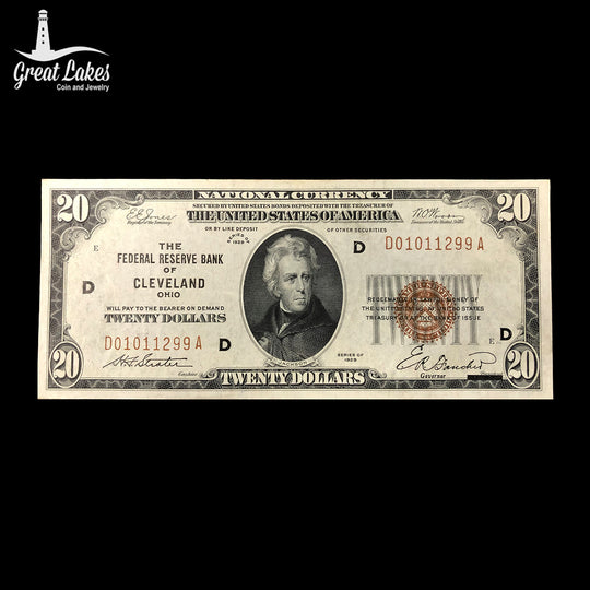 1929 $20 Federal Reserve Bank Note Cleveland (Choice XF)
