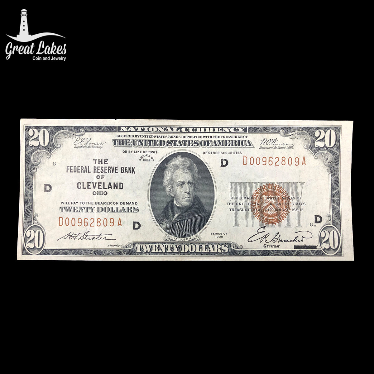 1929 $20 Federal Reserve Bank Note Cleveland (XF) - Great Lakes Coin