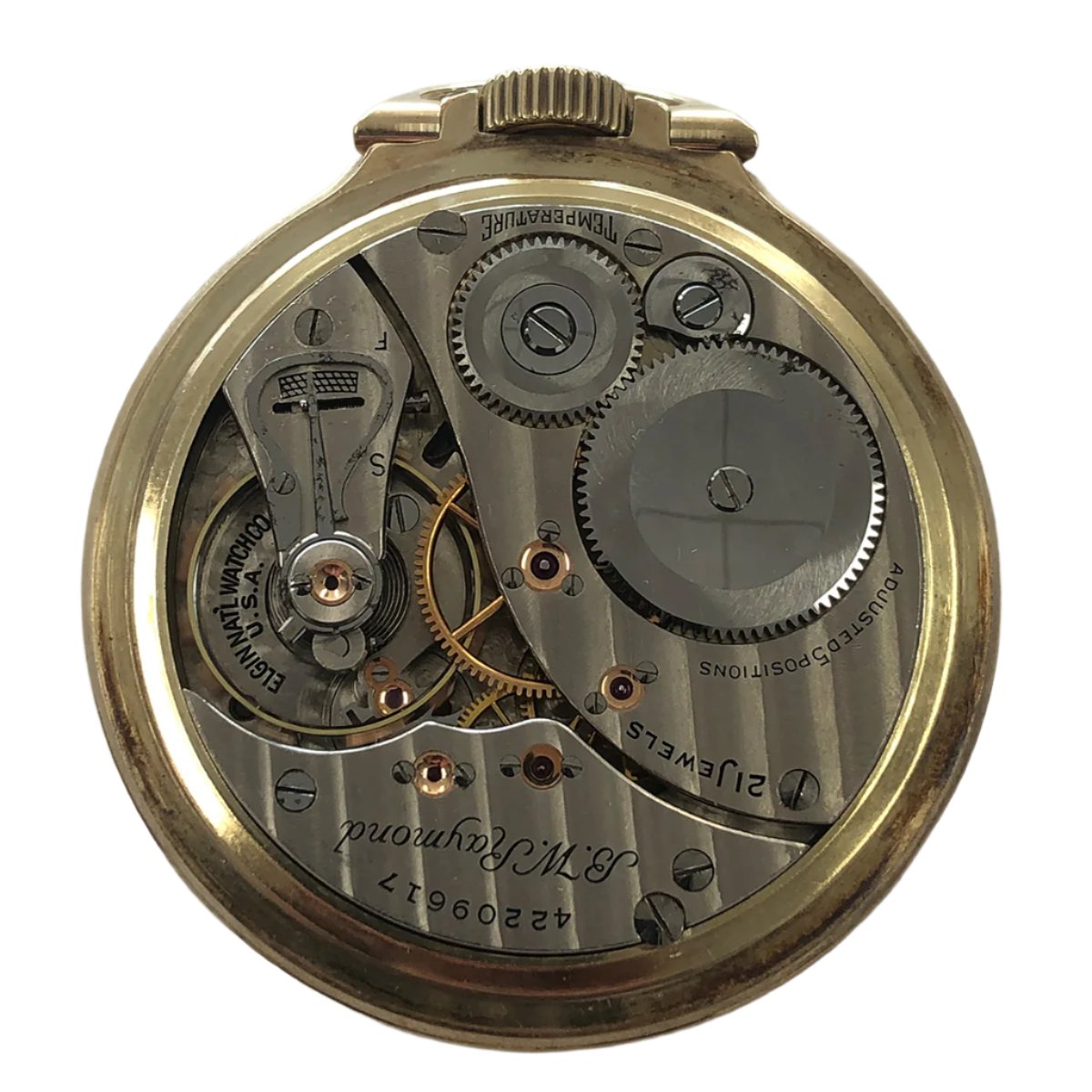 1933 Elgin B.W. Raymond Open Face 10k Gold Filled Pocket Watch