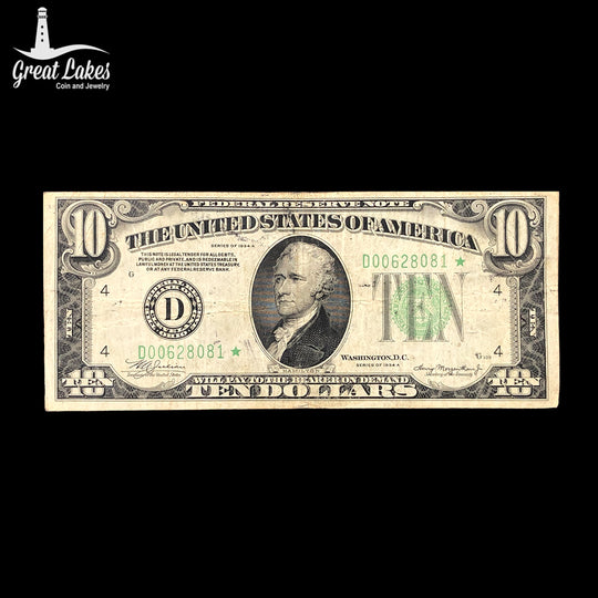 1934-A $10 Federal Reserve Star Note (VF)