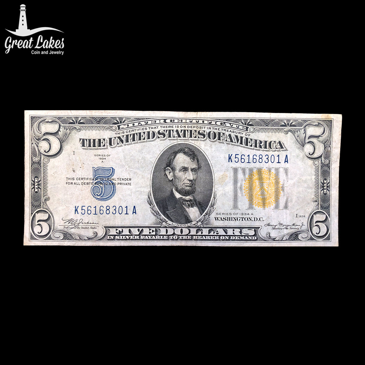 1934-A $5 North African Note (VF)