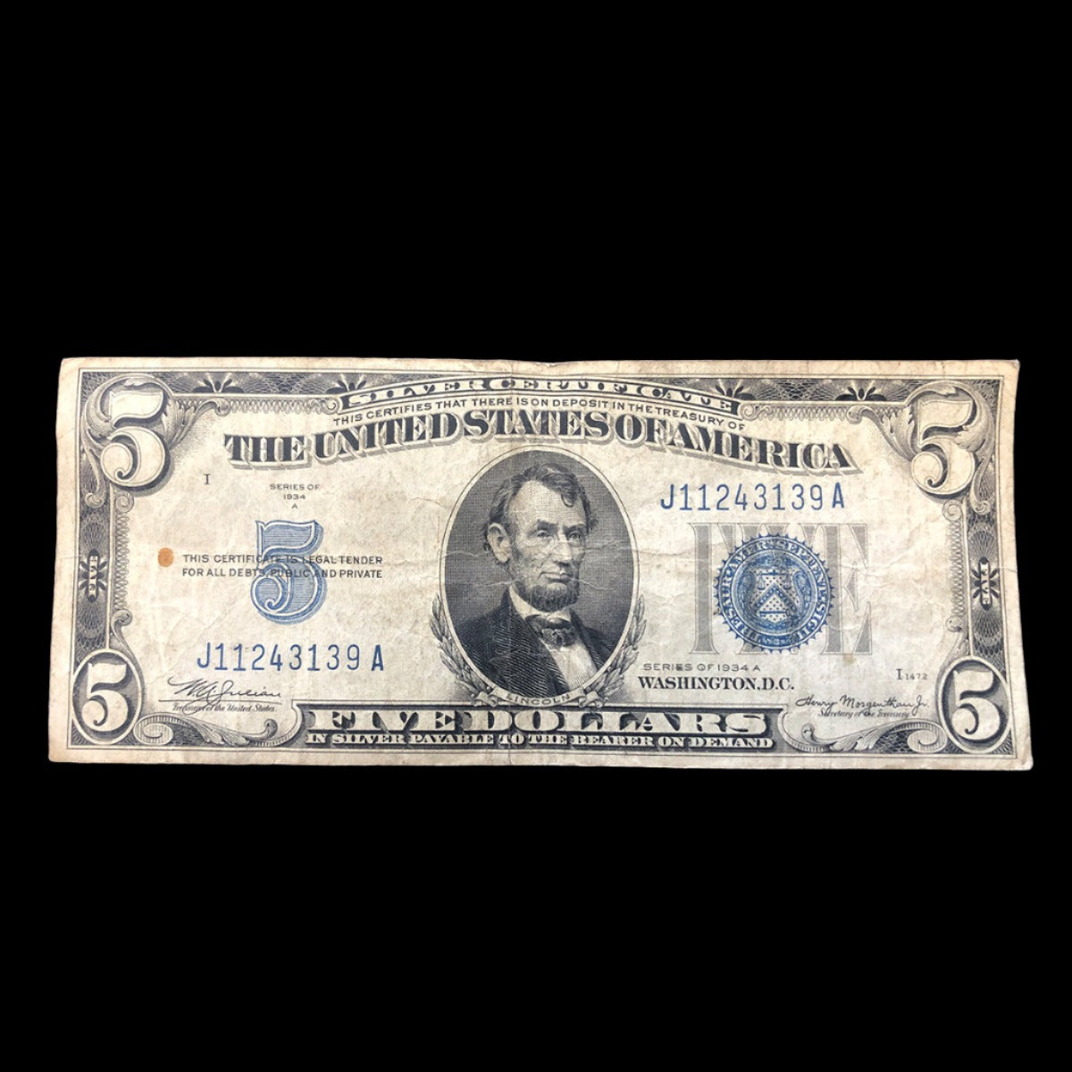 1934-A $5 Silver Certificate (F)