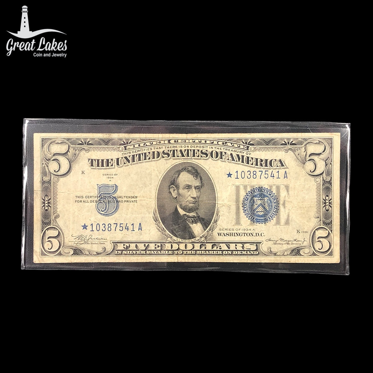 1934-A $5 Silver Certificate Star Note (VF)