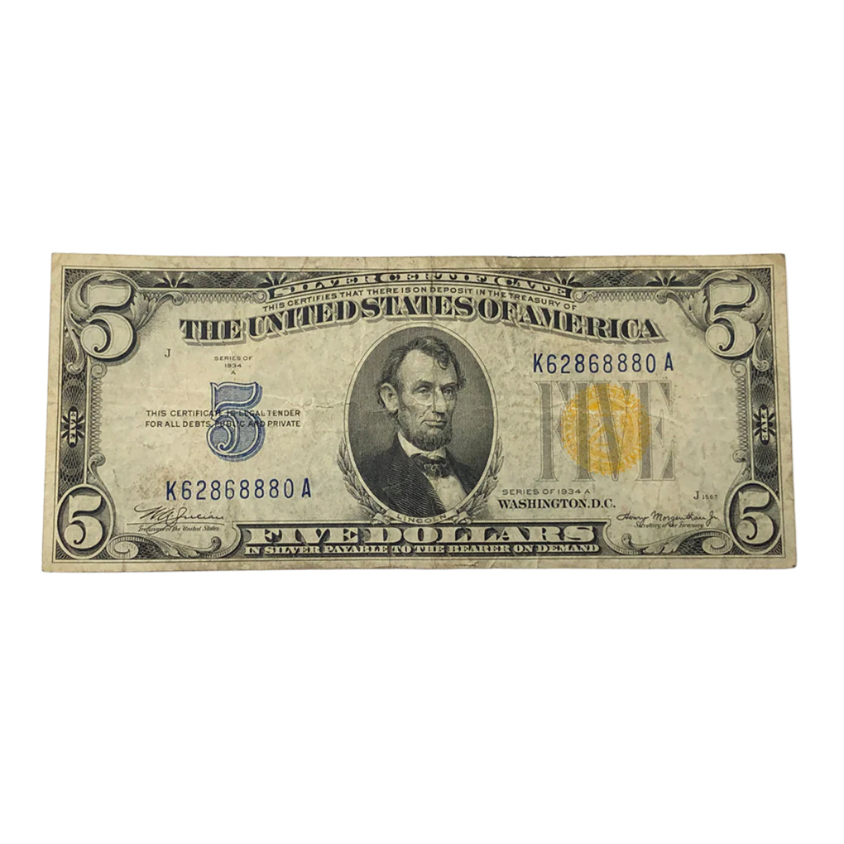 1934-A $5 WWII Emergency Issue North Africa Note (VF)