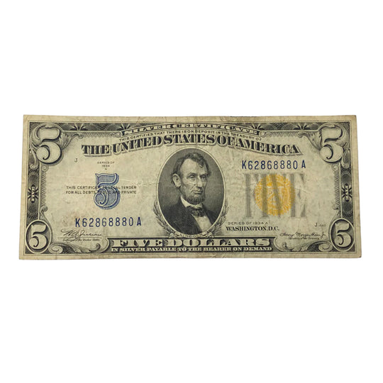 1934-A $5 WWII Emergency Issue North Africa Note (VF)
