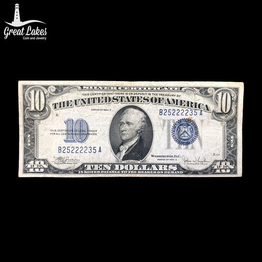 1934 C $10 Silver Certificate (VF)