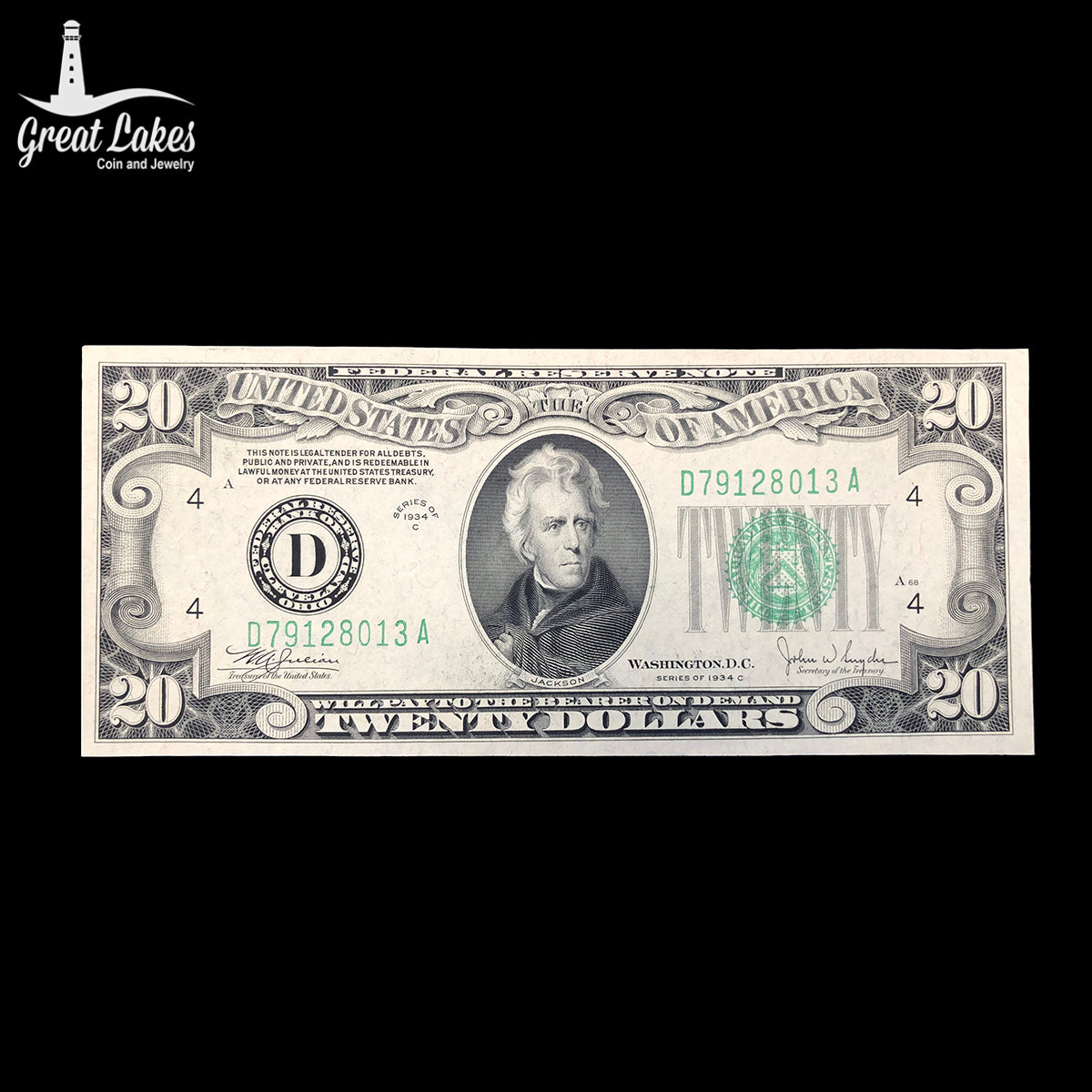 1934-C $20 Federal Reserve Note (CU)