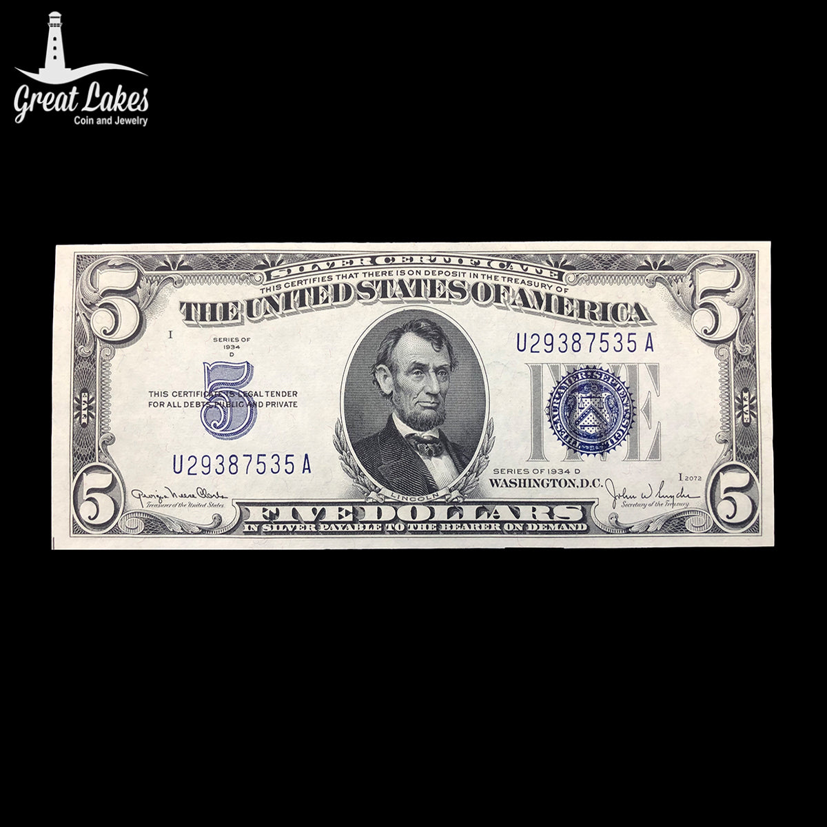 1934-D $5 Silver Certificate (CU)