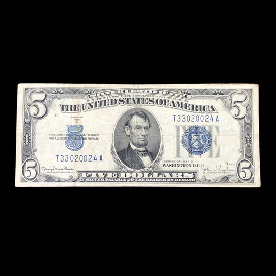 1934-D $5 Silver Certificate (F)
