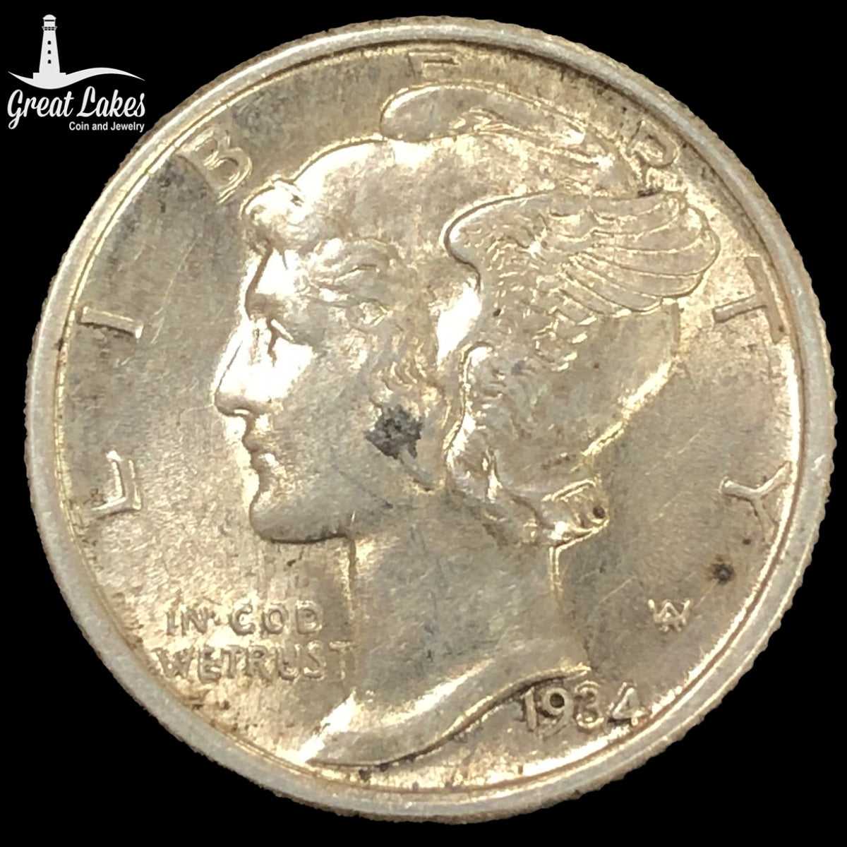 1934 Mercury Head Dime (AU Details)