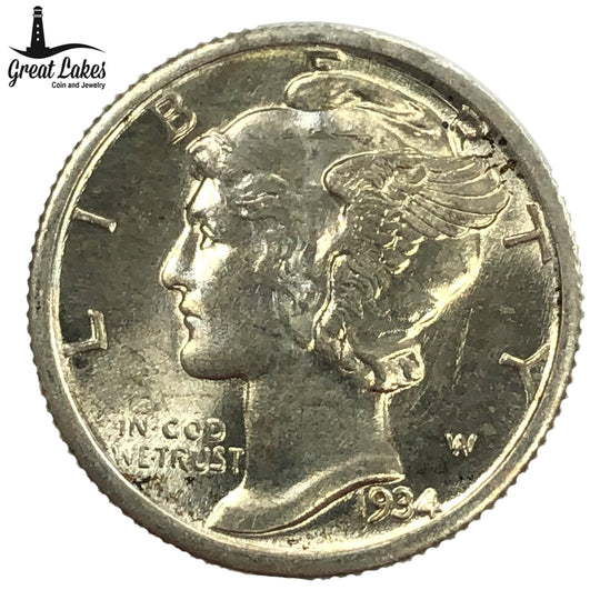 1934 Mercury Head Dime (AU)