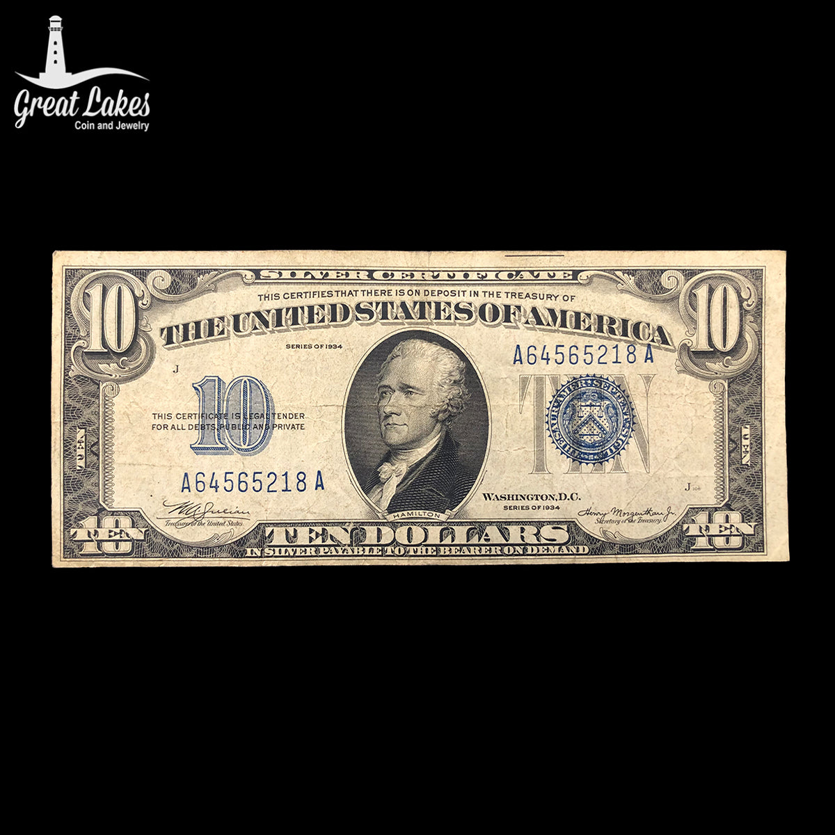 1934 $10 Silver Certificate (F/VF)