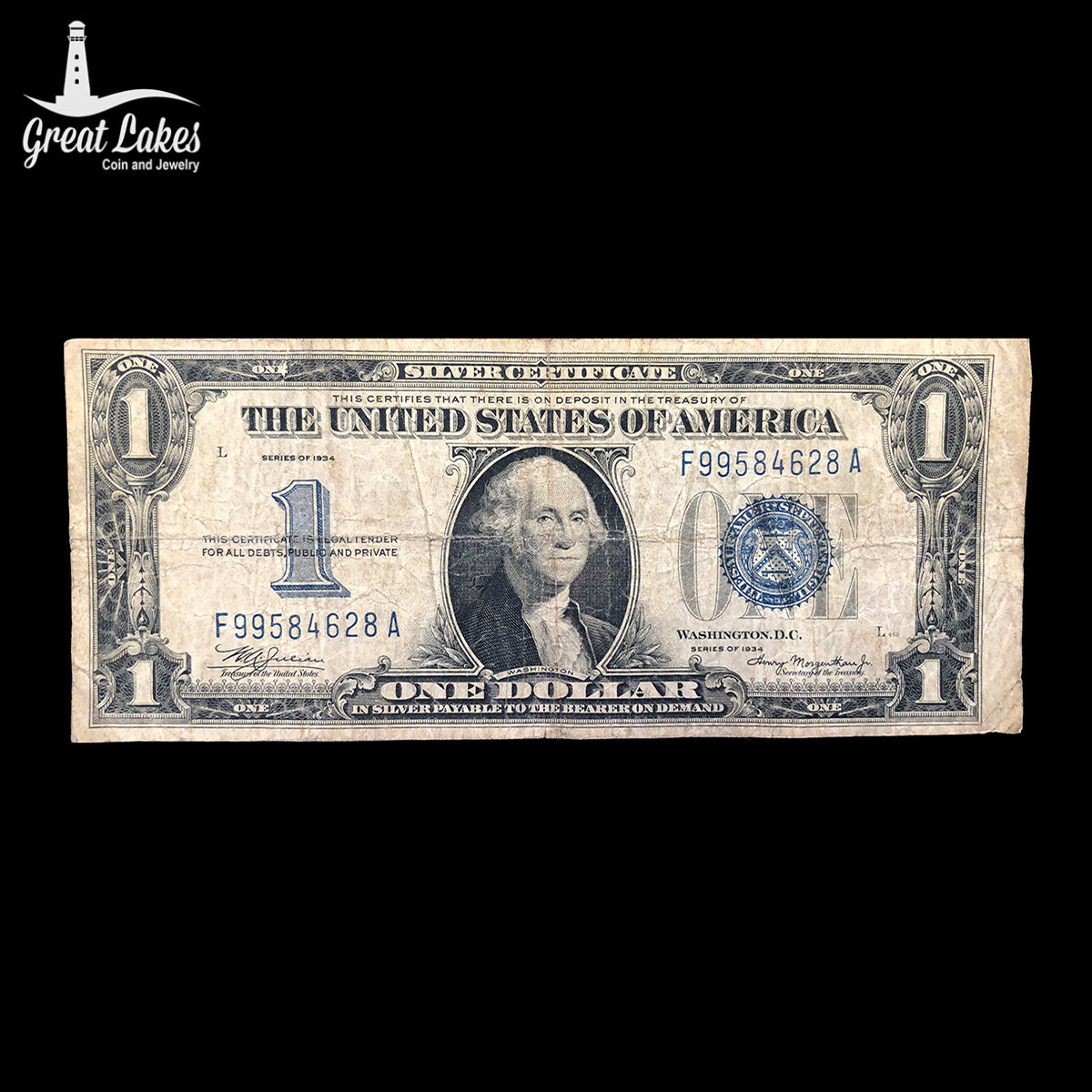 1934 $1 Silver Certificate Funnyback (F) (Slight Edge Tear)