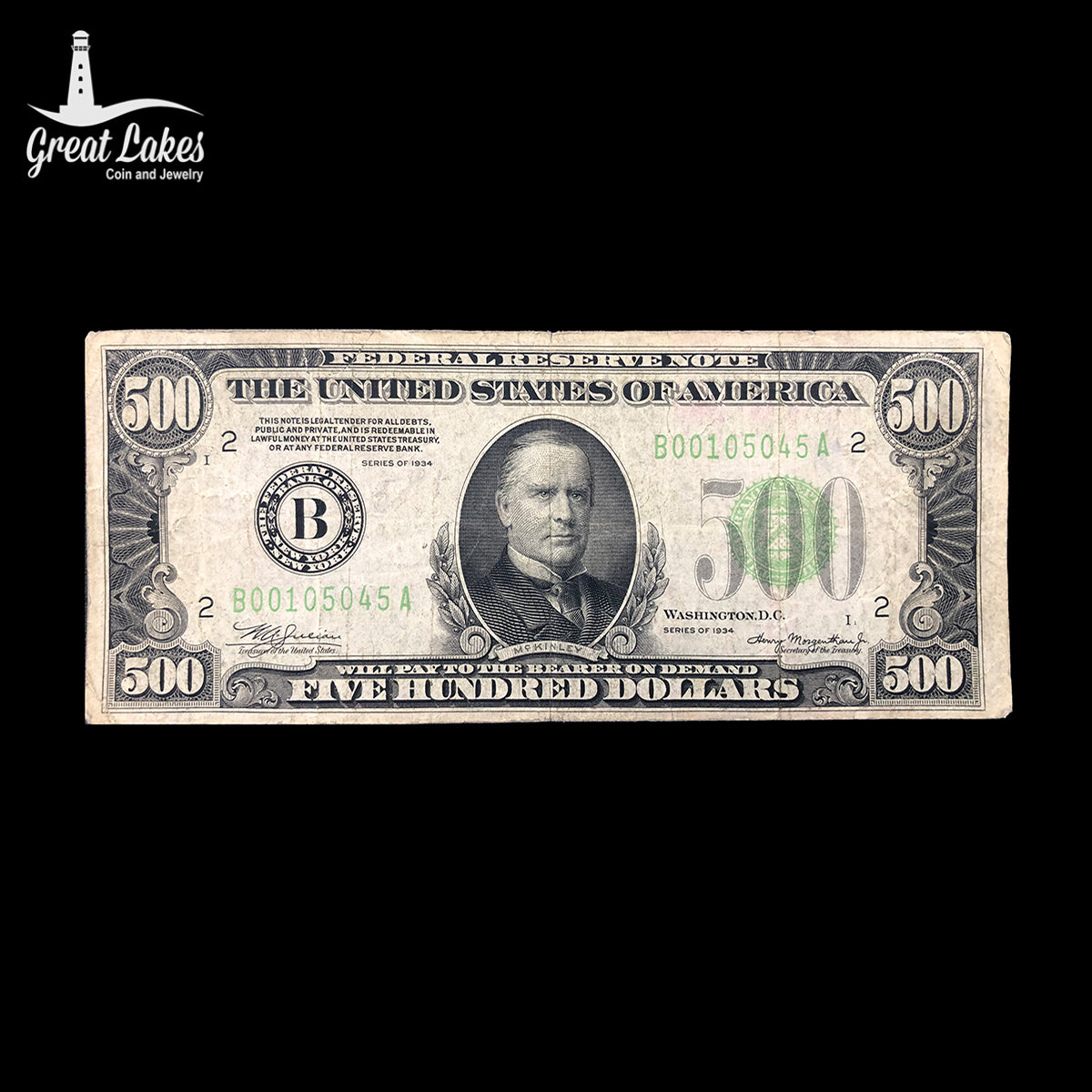 1934 $500 Federal Reserve Note F (Ink Reverse)