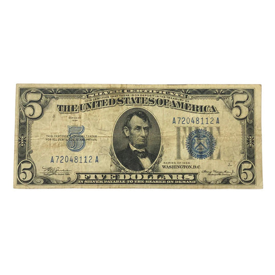 1934 $5 Silver Certificate (F)