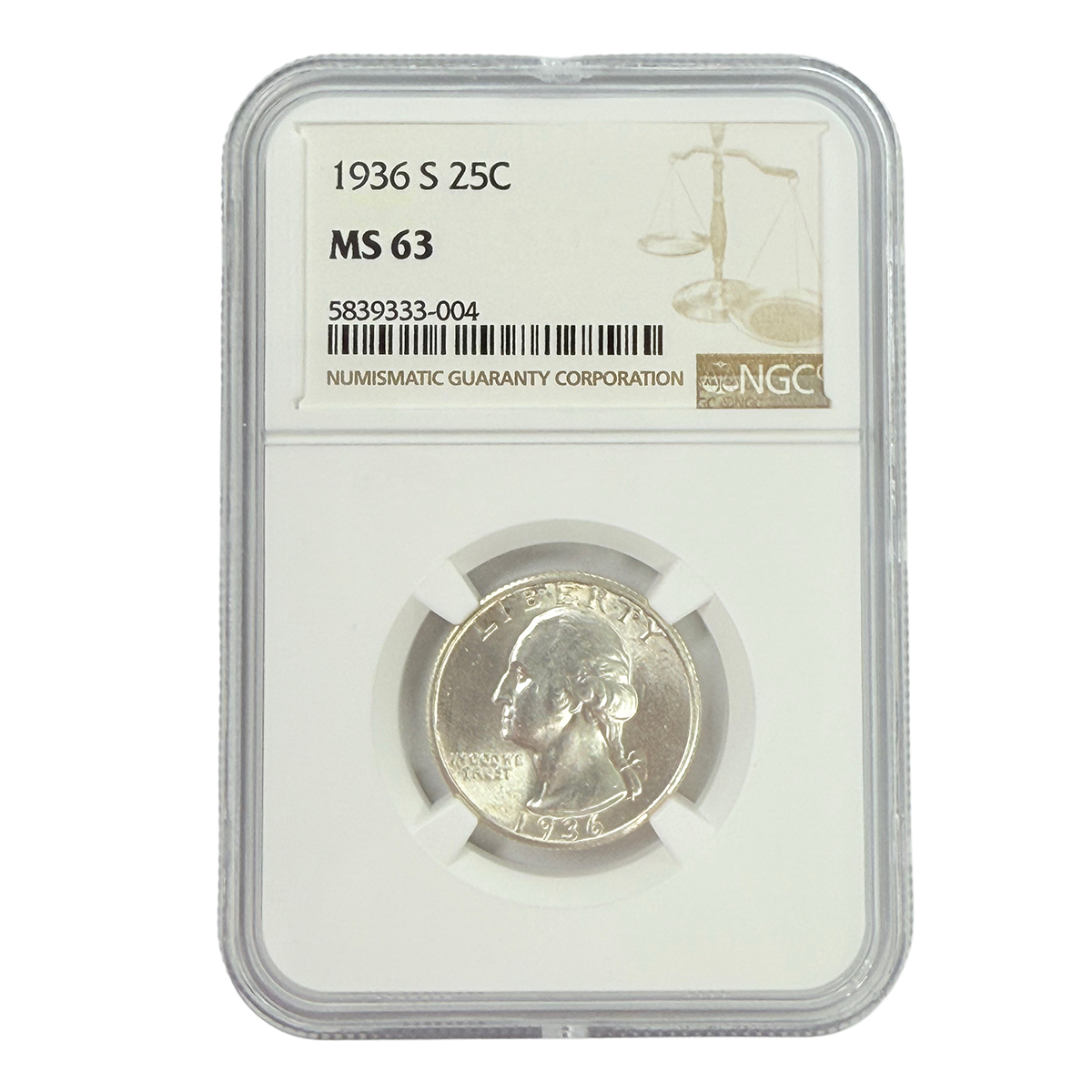 1936-S Washington Quarter NGC MS63