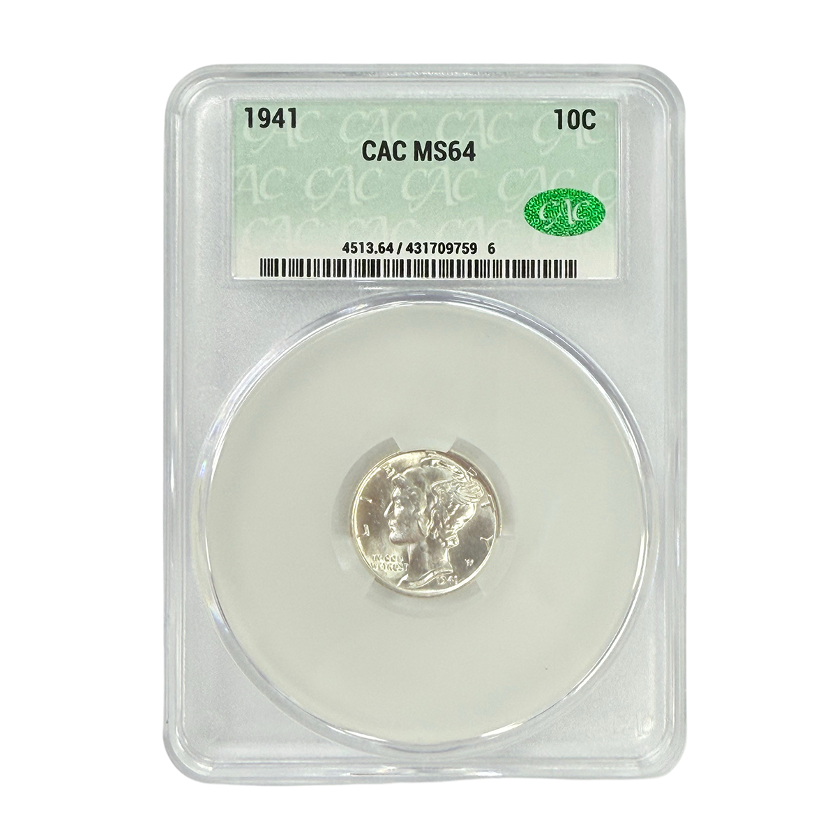 1941 Mercury Head Dime CAC MS64