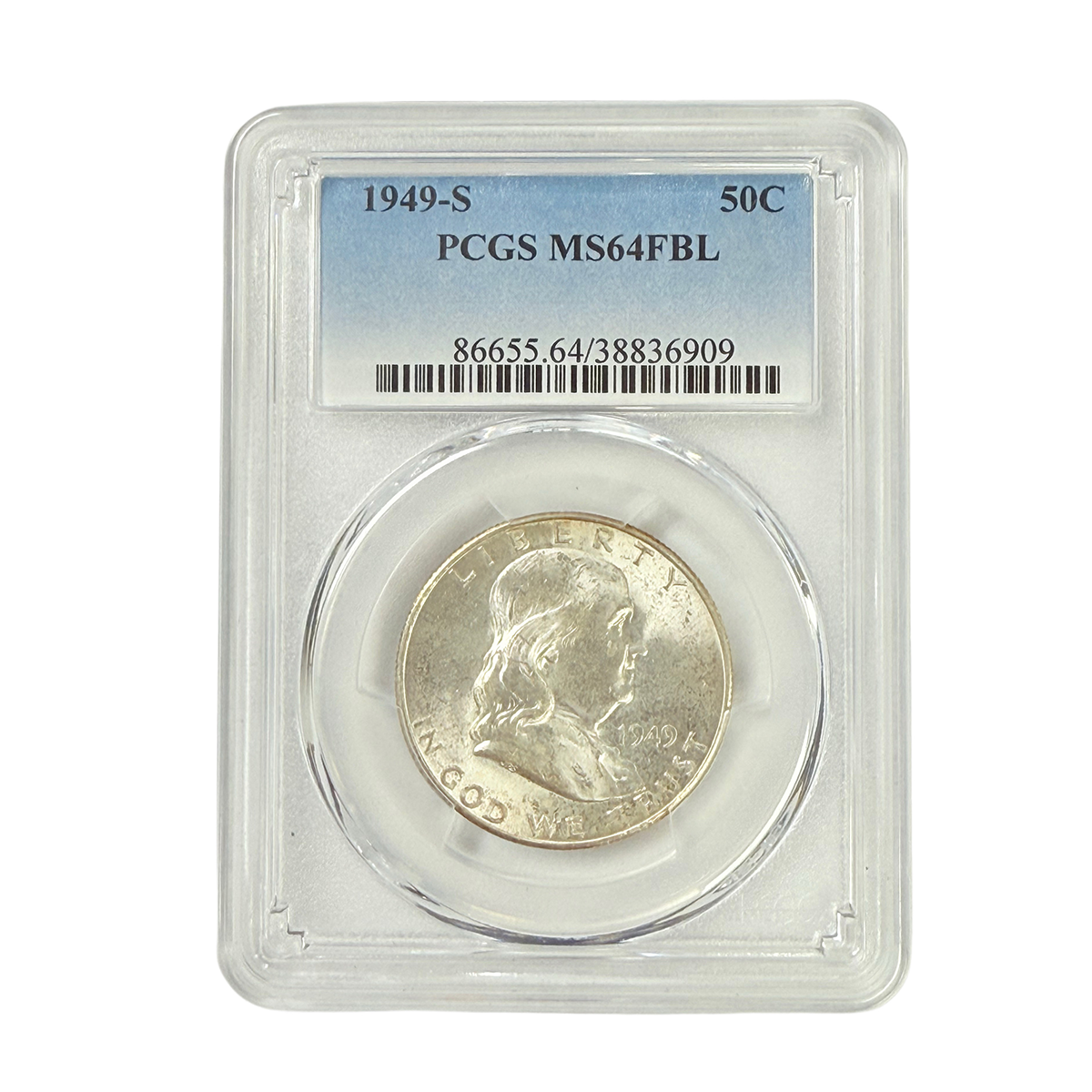 1949-S Franklin Half Dollar PCGS MS64 FBL