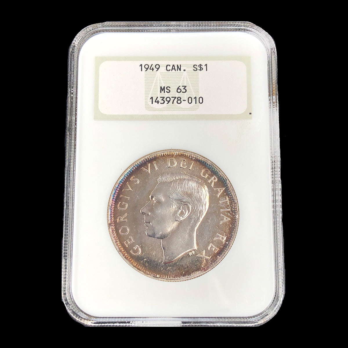 1949 Canadian Silver Dollar NGC MS63 (Old Holder)