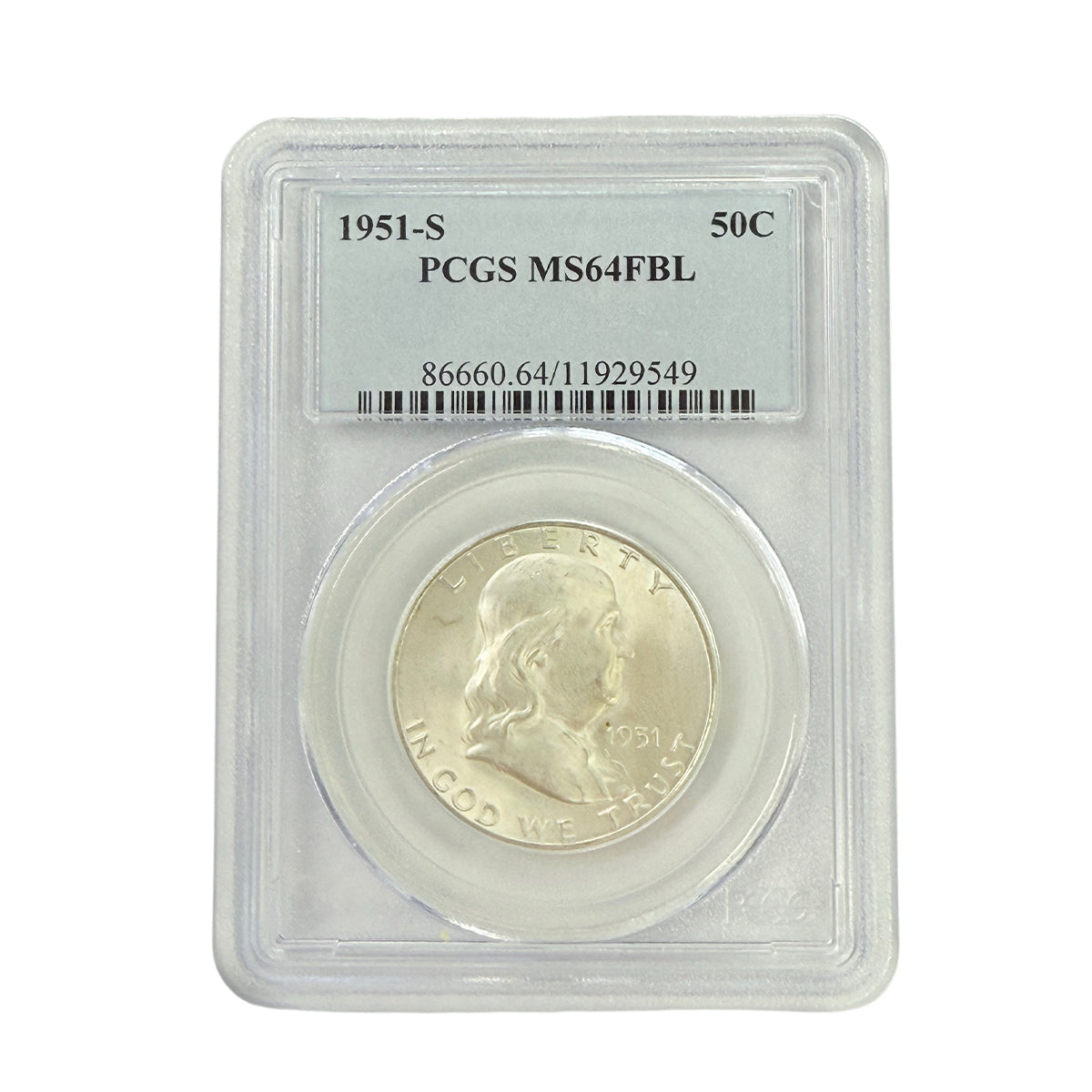 1951-S Franklin Half Dollar PCGS MS64 FBL
