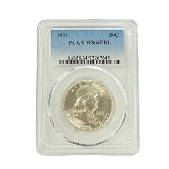 1951 Franklin Half Dollar PCGS MS64 FBL