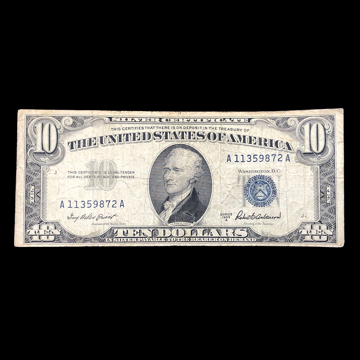 1953-A $10 Silver Certificate (F)