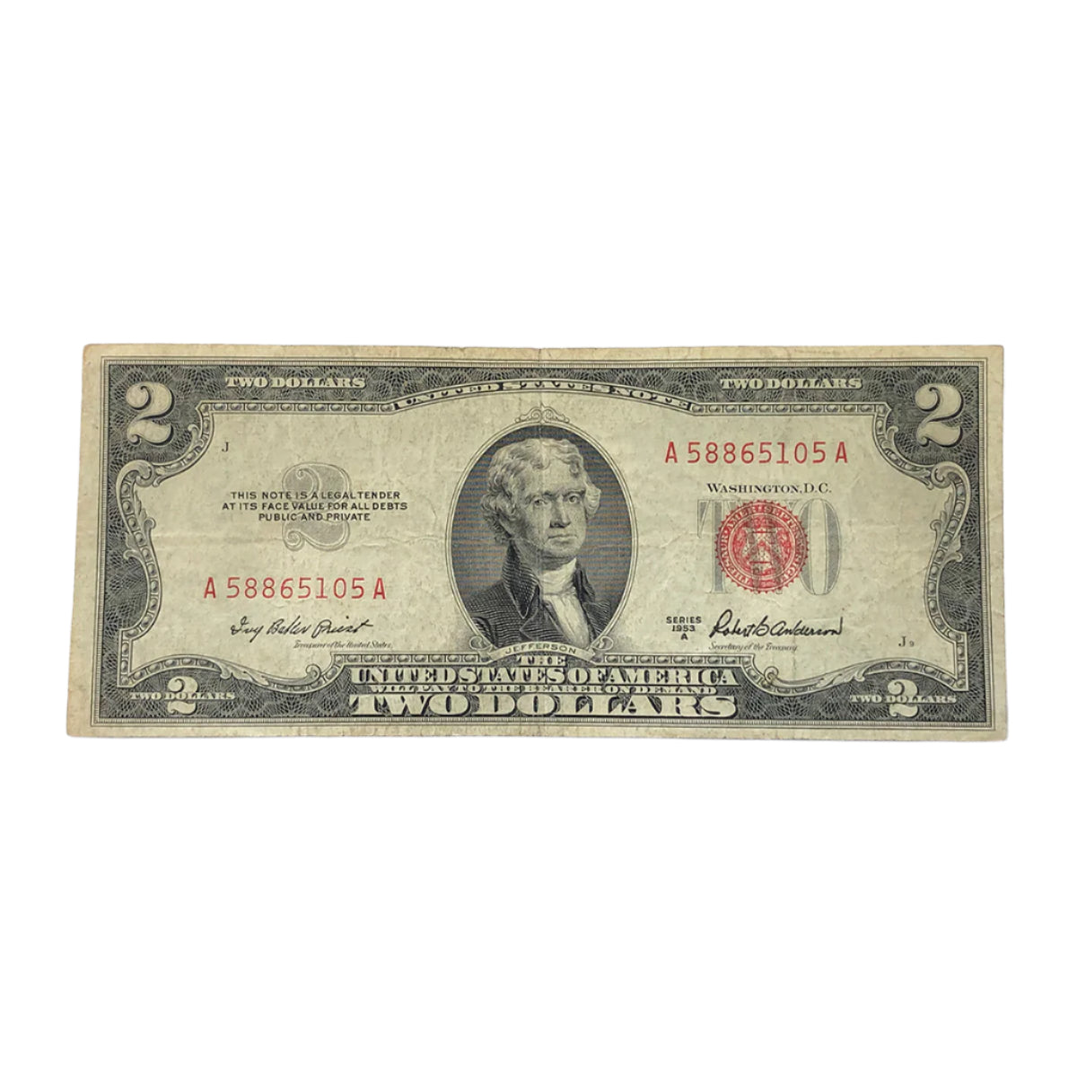 1953-A $2 Legal Tender (F)