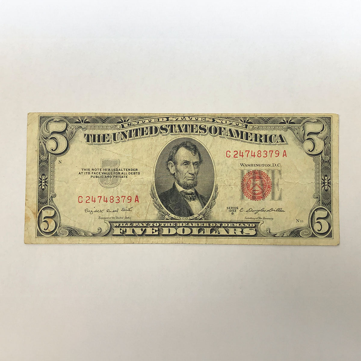 1953 B $5 Legal Tender Star (F)