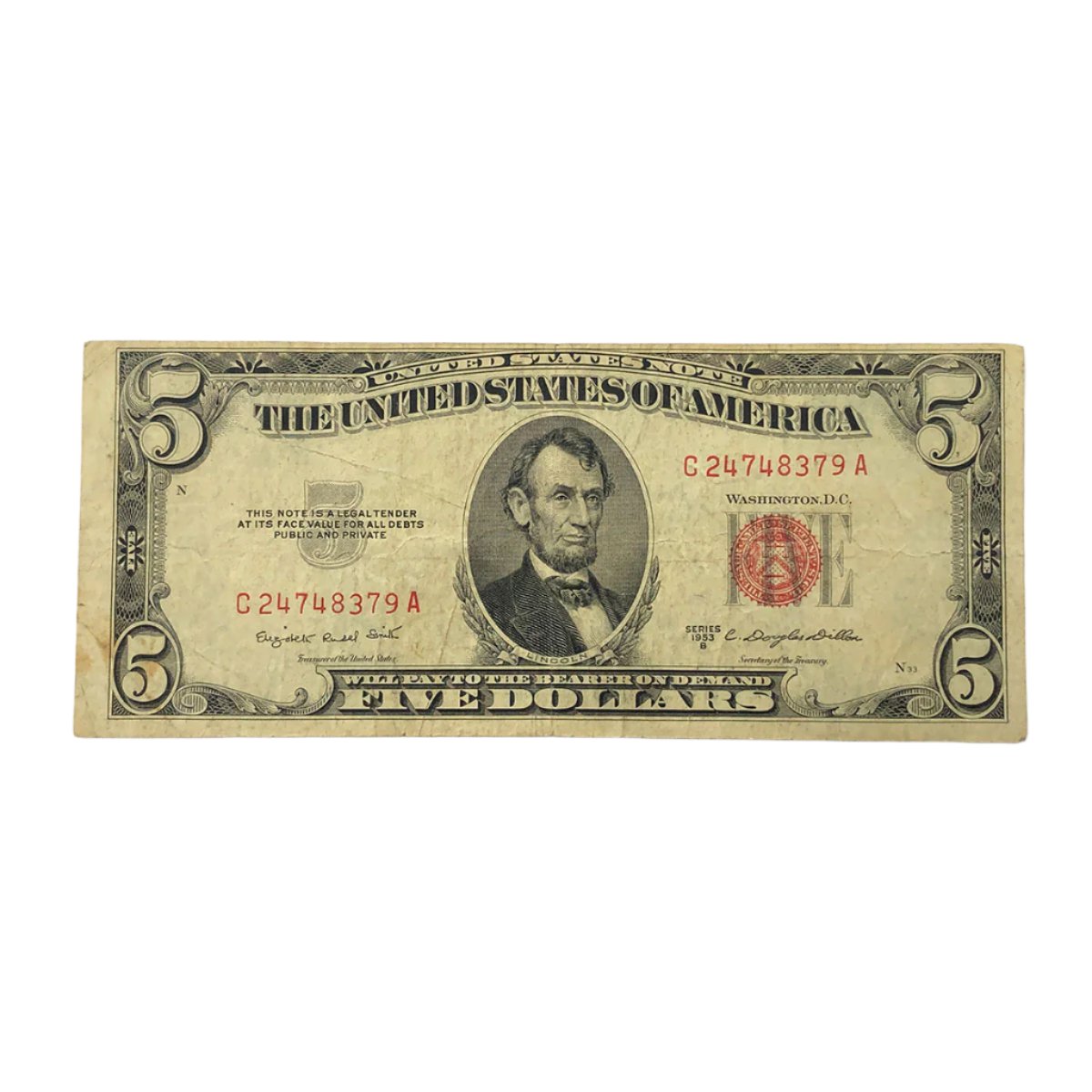 1953-B $5 Legal Tender (F)