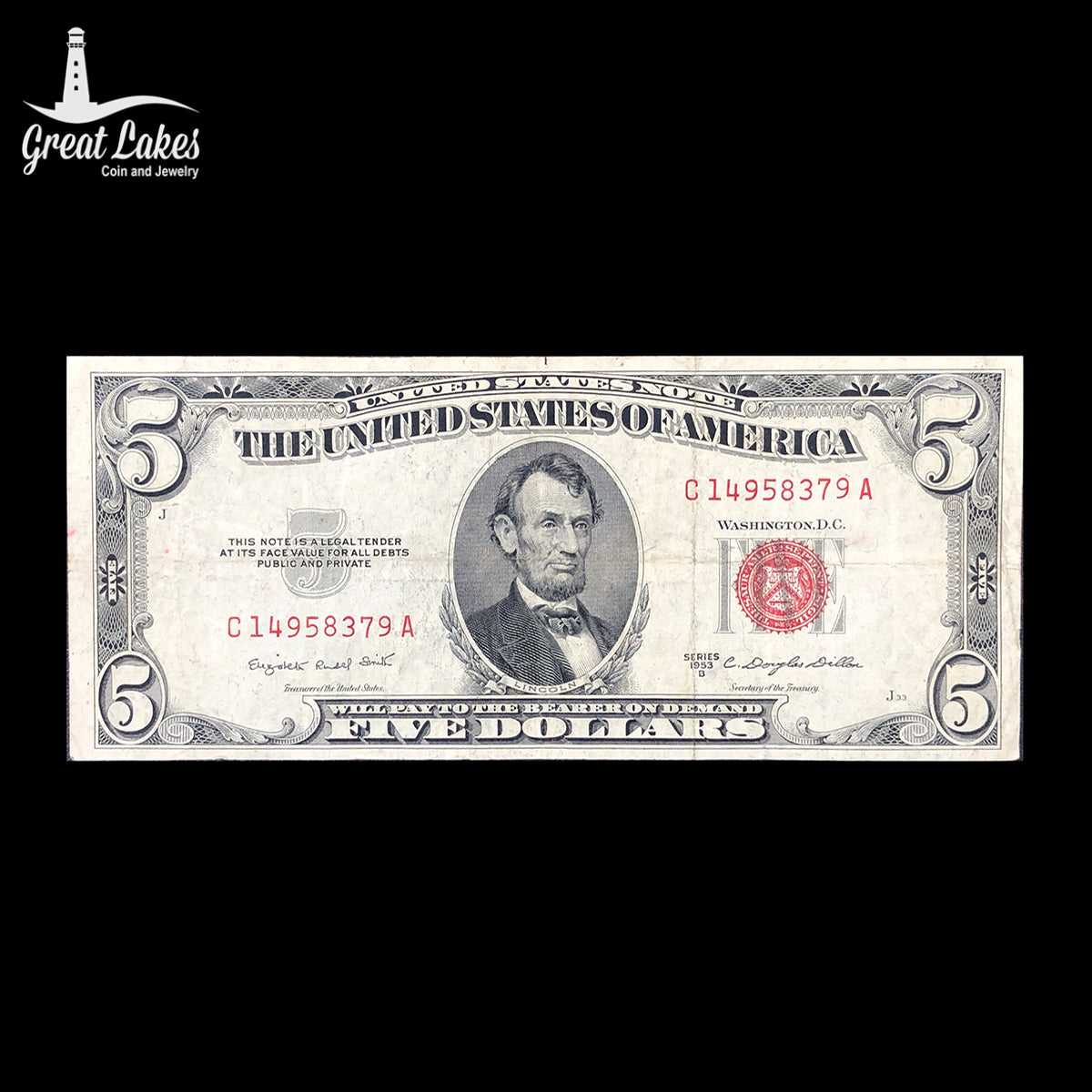 1953 B $5 Legal Tender (VF)