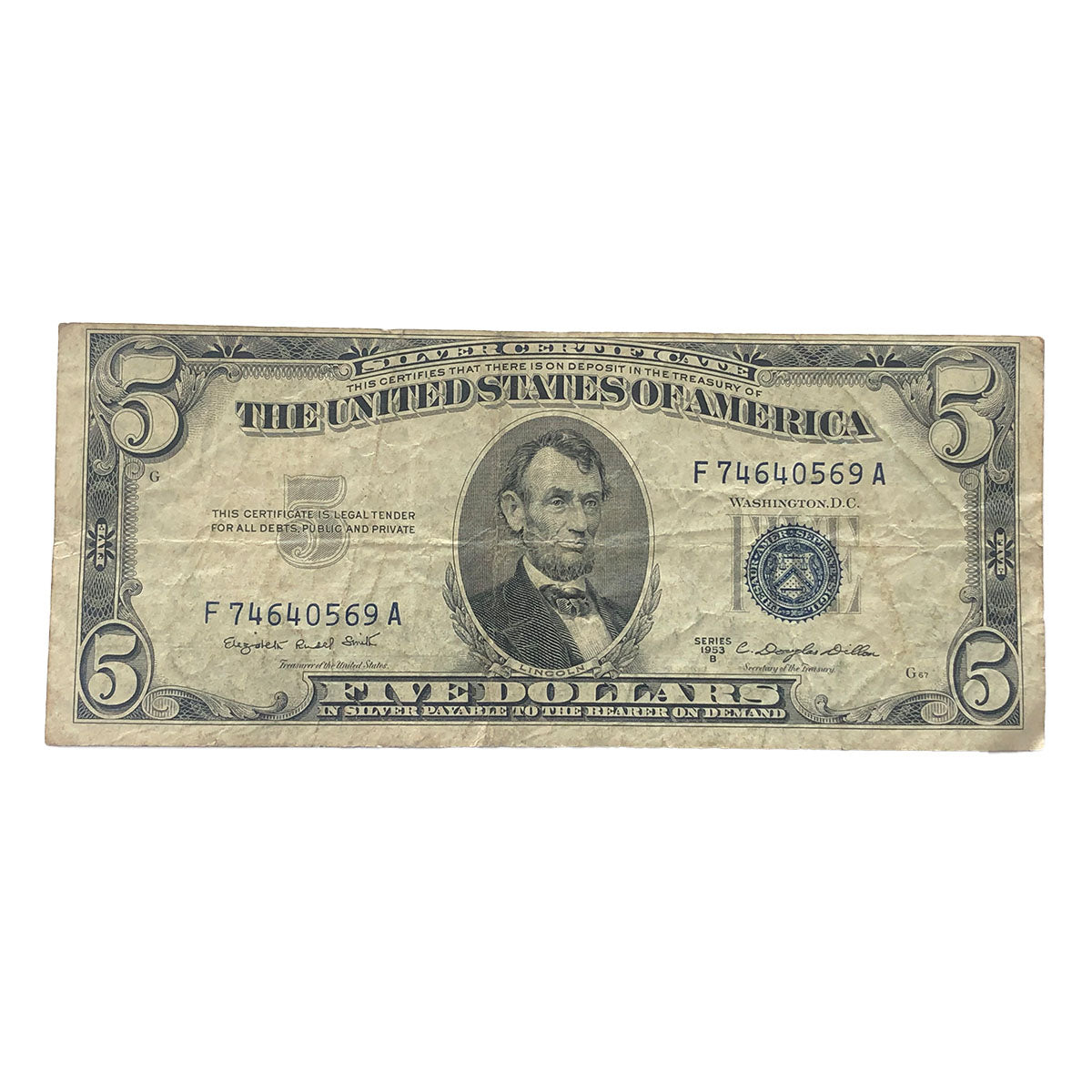 1953-B $5 Silver Certificate (F)