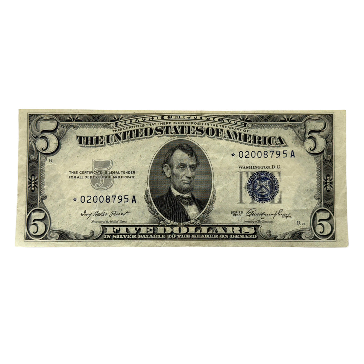 1953 $5 Silver Certificate Star Note (VF)