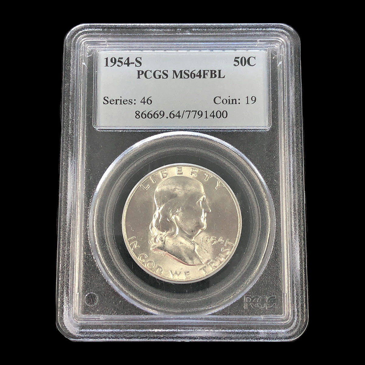 1954-S Franklin Half Dollar PCGS MS64FBL