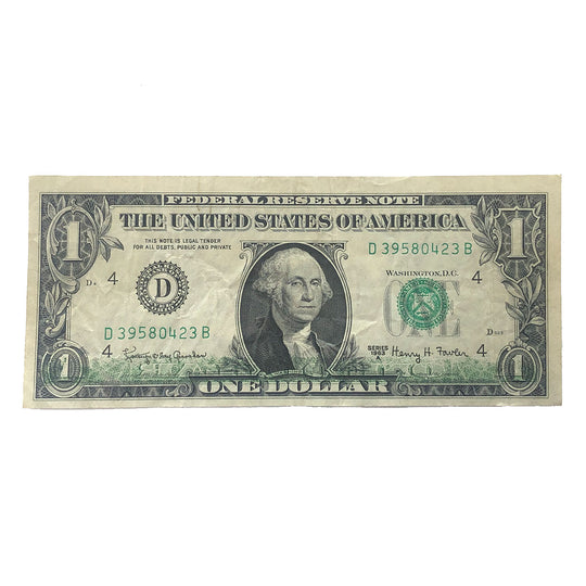 1963-A $1 Federal Reserve Note Error Reverse Ink Overlay On Obverse