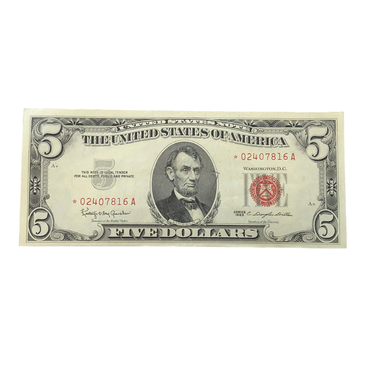 1963 $5 Legal Tender Star Note (AU Details)